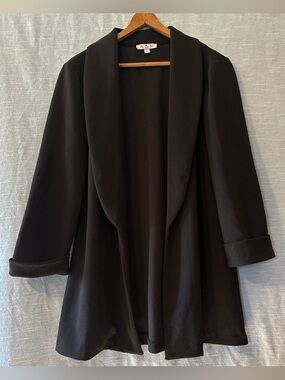 ABN Blazer Open Front Lightweight 3/4 Cuffed Sleeves Black Women’s Sz M